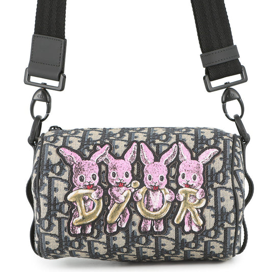 Dior Shoulder Bag Oblique Roller Rabbit Kids BeigeM9916SNHO M884 Leather Canvas Black