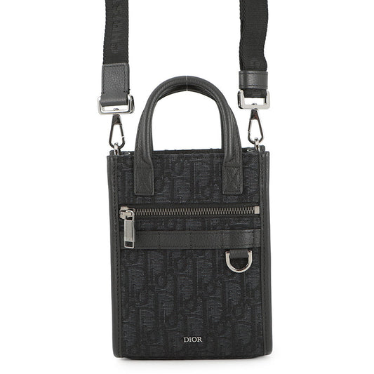Dior Handbag Oblique Safari North-South 2-Way Shoulder Bag Black2ESWS017YKY Leather Canvas