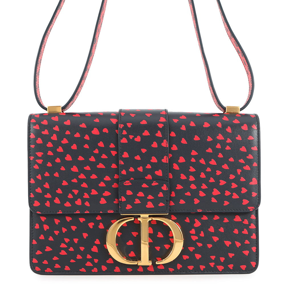 Dior Shoulder Bag Montaigne Heart Leather Red Navy