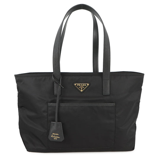 Prada Tote Bag Re-Edition Black1BG555 LeatherLeather Nylon Saffiano