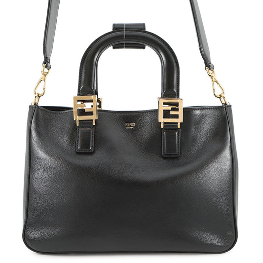 Fendi FF Tote Bag Black8BH367 Leather Small