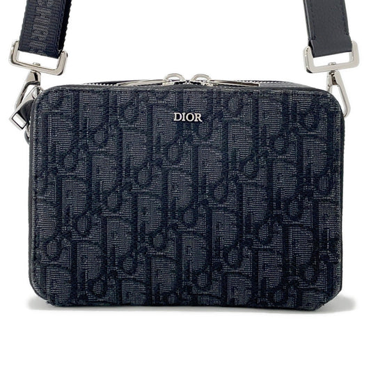 Dior Shoulder Bag Oblique Jacquard Pouch Black2OBBC119YSE Leather Canvas