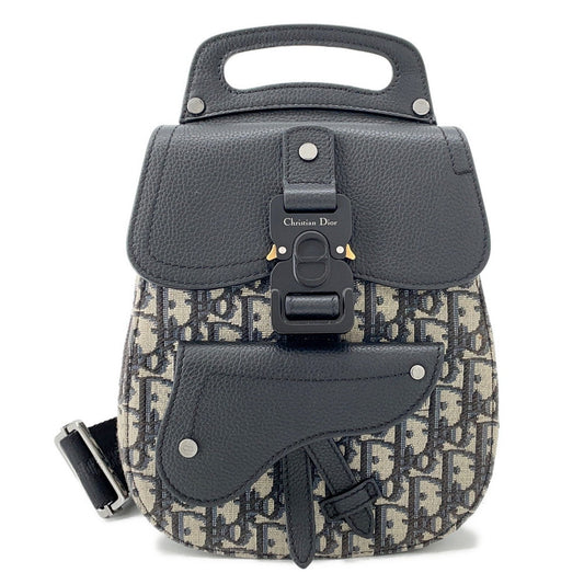 Dior Crossbody Bag Oblique Gallop Sling Bag Beige1ADBO022YKS Leather Canvas Black