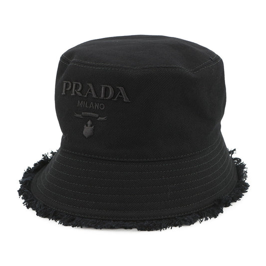 Prada Bag Drill fringe hat % Black Logo Bucket Bucket Bag