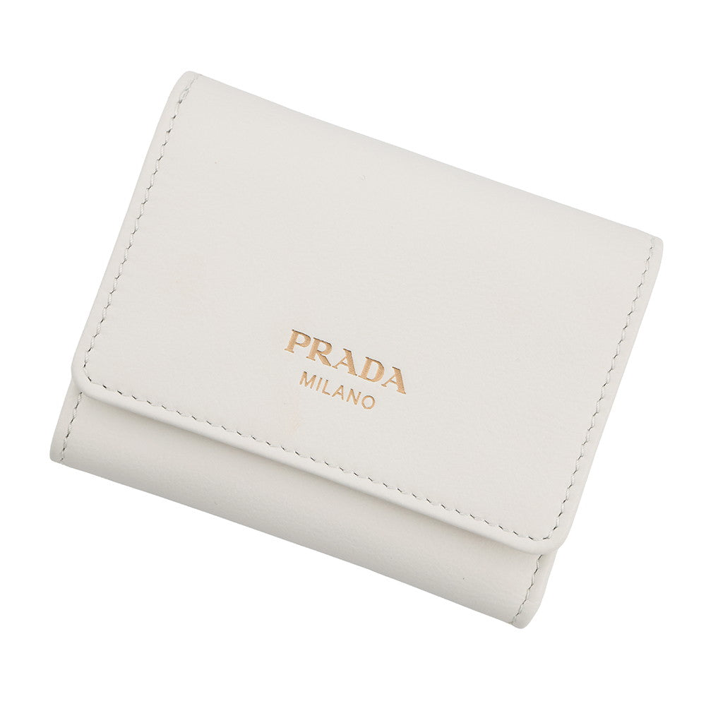 Prada Trifold wallet White1MH043 Leather Handbag
