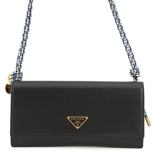 Prada Shoulder Bag Wallet with Shoulder Strap Black1MT027 Leather