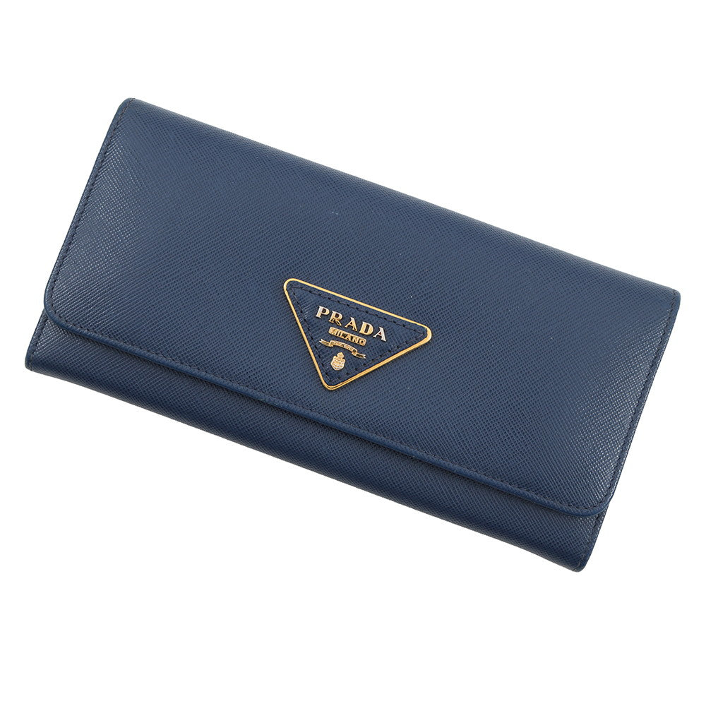 Prada triangle long wallet Blue1MH132 LeatherLeather Saffiano Logo Handbag
