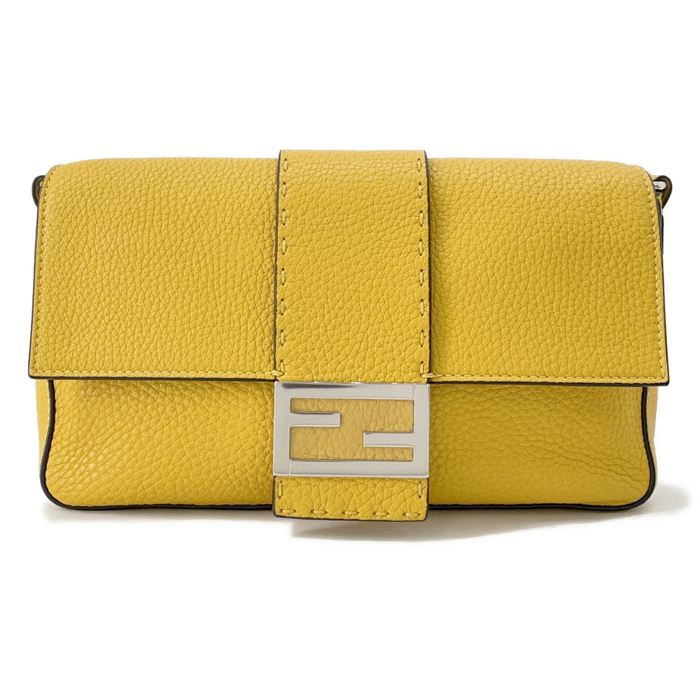Fendi Selleria Baguette for Men Waist Bag Black7VA472 Leather Yellow Shoulder Bag