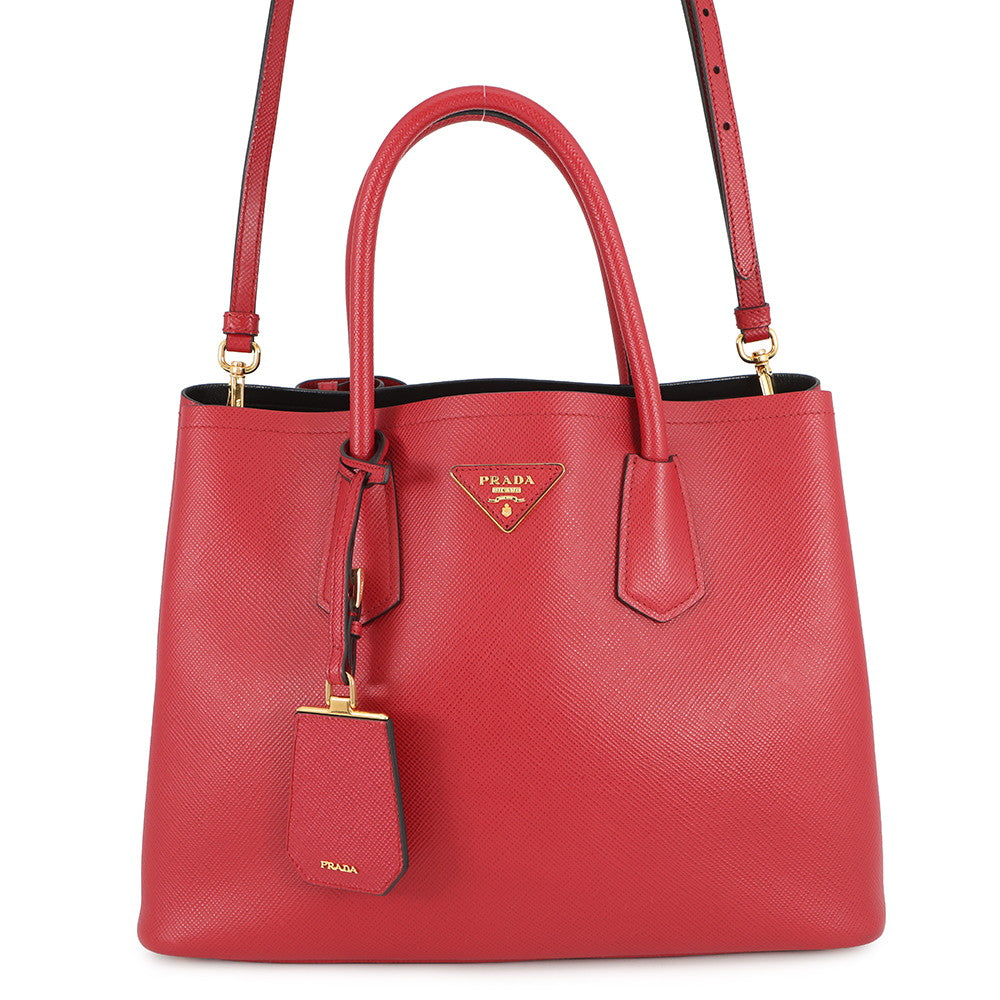 Prada 2way RedBN2775 LeatherLeather Saffiano Handbag