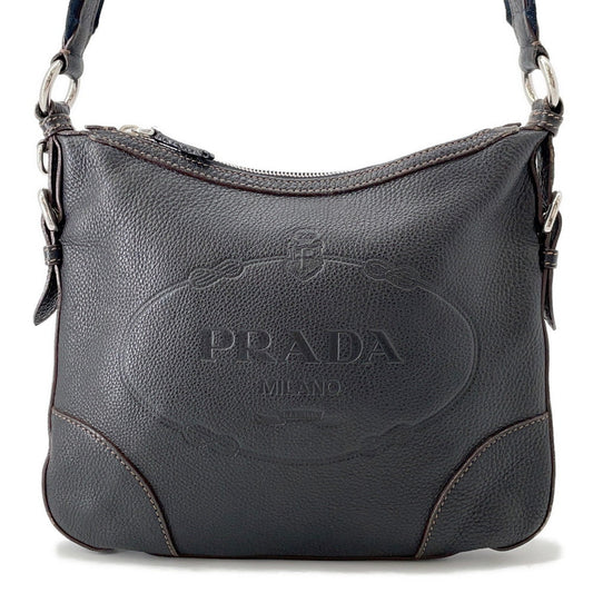 Prada Shoulder Bag BlackBT0531 Leather Logo