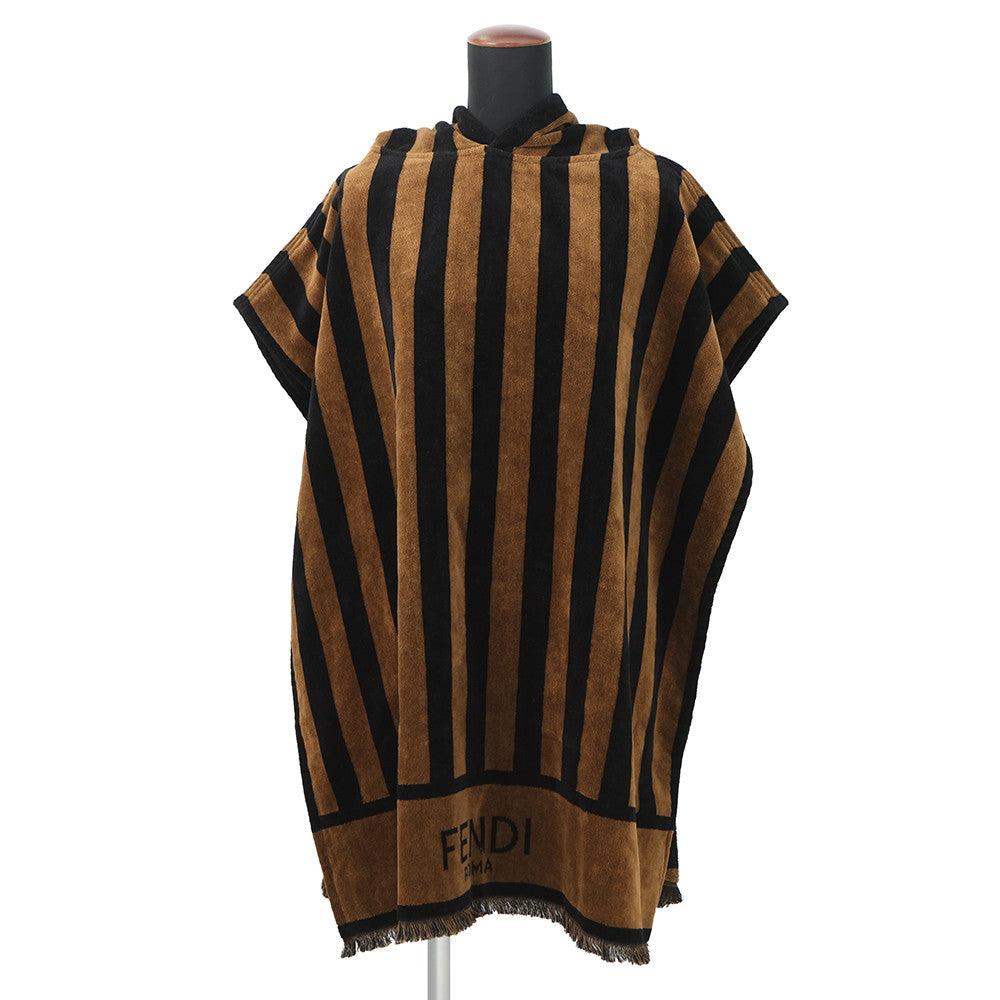 Fendi Pecan Stripe Poncho BlackFXX996 Cotton100% Brown Handbag