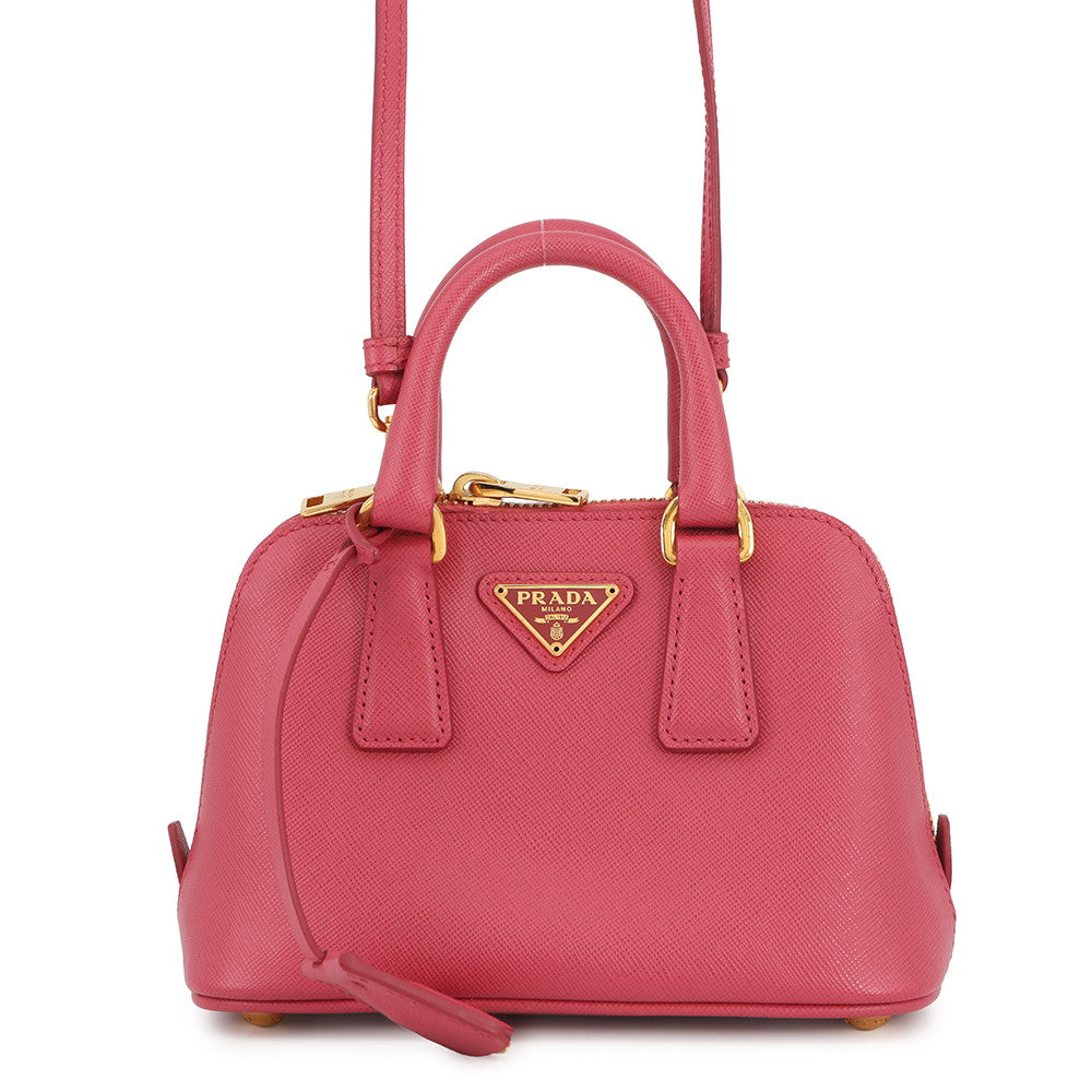 Prada 2-Way Pink1BH851 Leather Saffiano Mini Bag