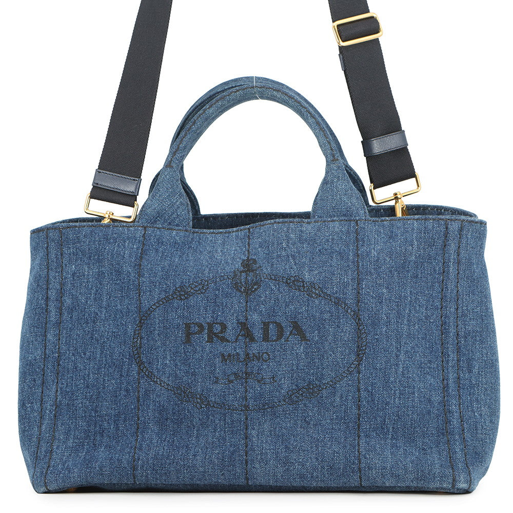 Prada Tote Bag Canapa Blue1BG642 Denim Medium