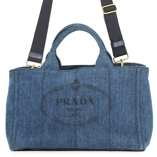 Prada Tote Bag Canapa Blue1BG642 Denim Medium