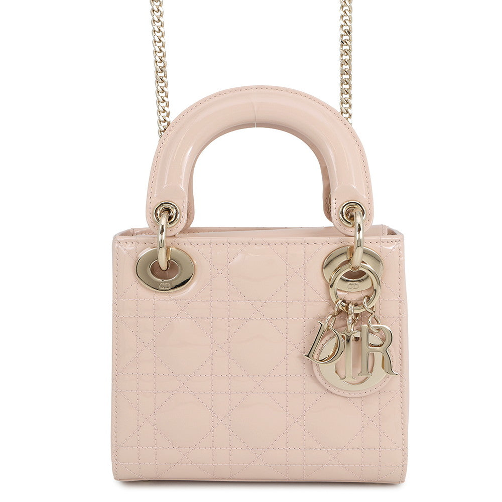 Dior Handbag Lady Canage Powder PinkM0505OWCB Leather Patent Mini Bag