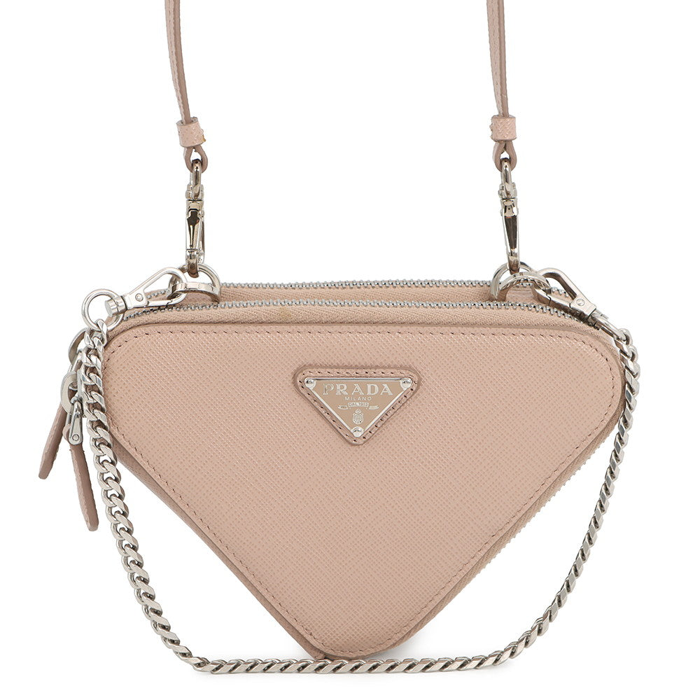 Prada Shoulder Bag Triangle 2-Way Jasmin Flower1NR015 Leather Saffiano