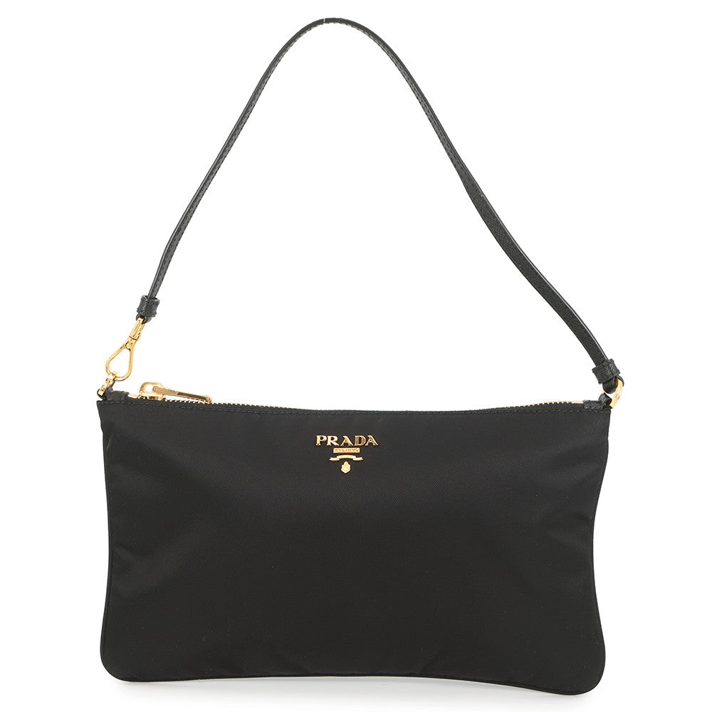 Prada Pouch Black1NH545 Leather Nylon Handbag