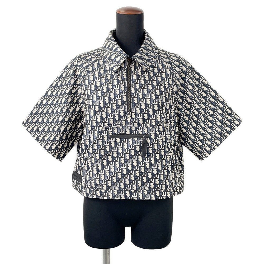 Dior Handbag Oblique Technical Taffeta Jacquard Short Sleeve Anorak Blue