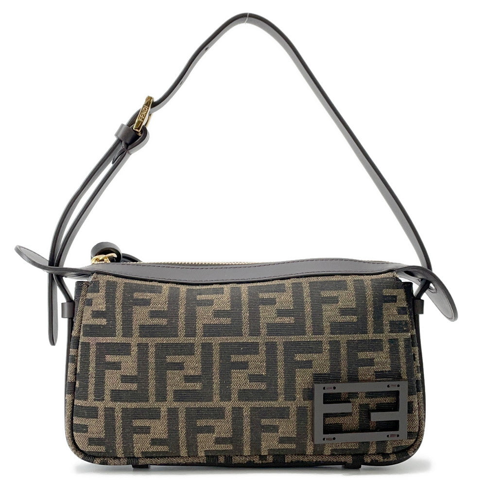 Fendi Shoulder Bag Zucca Simply One Brown8BS097 FFJacquard Leather Small