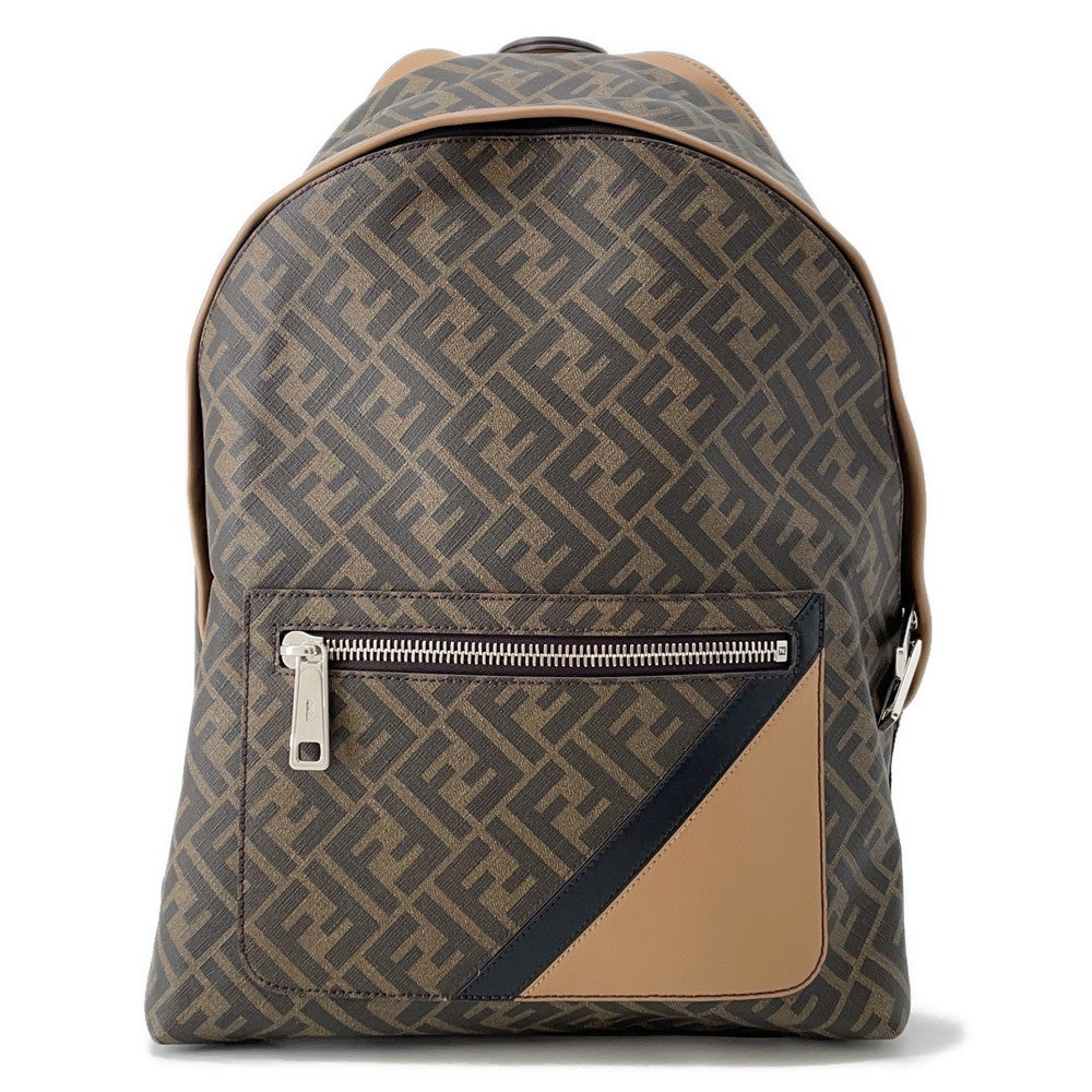 Fendi Backpack Zucca Chiodo Diagonal Brown7VZ076 Leather Medium