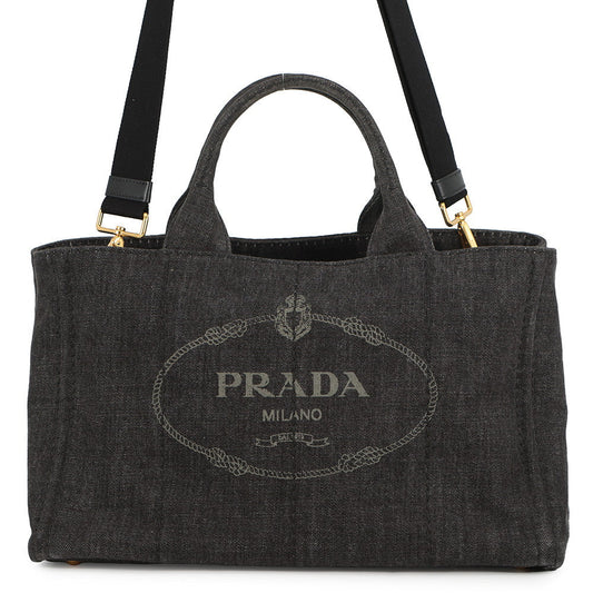 Prada Tote Bag Canapa BlackB2642B Denim