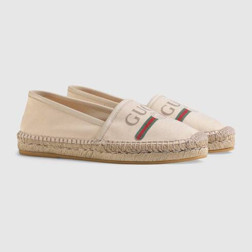 Gucci Trimmed Espadrilles Handbag Leather Canvas Travel Bag