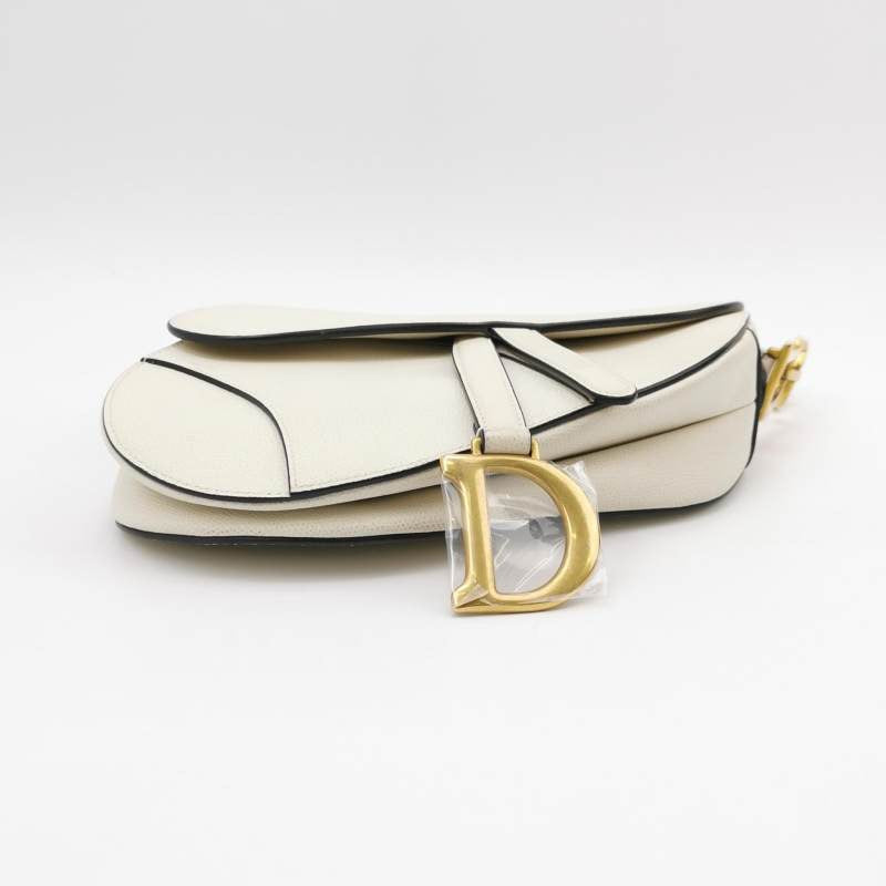 Dior Saddle Grained Handbag Leather White Travel Bag