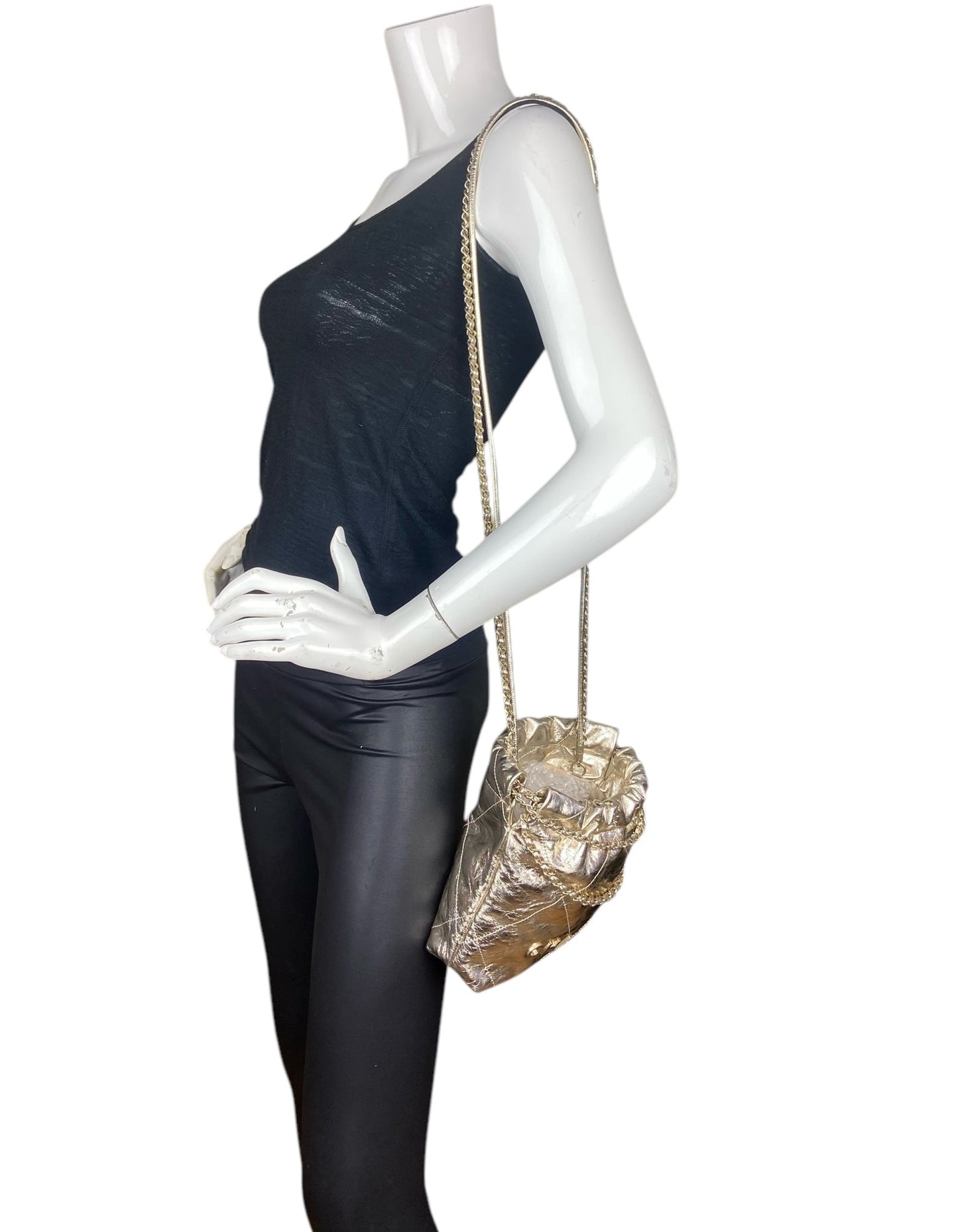 Chanel 2025 Metallic Calfskin Quilted Mini 22 Bag