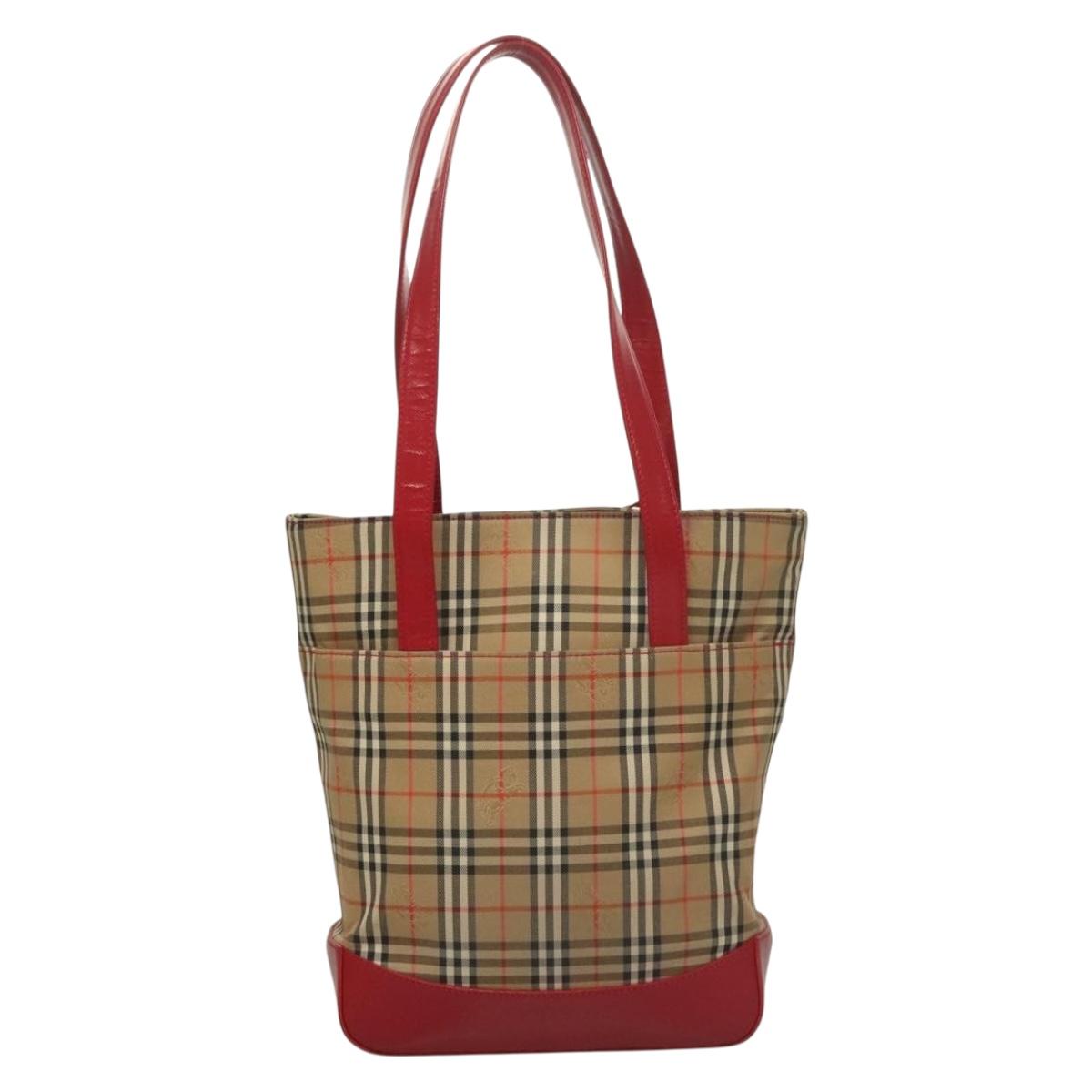 Burberry Nova Check Tote Bag Canvas Beige Tote Bag 66