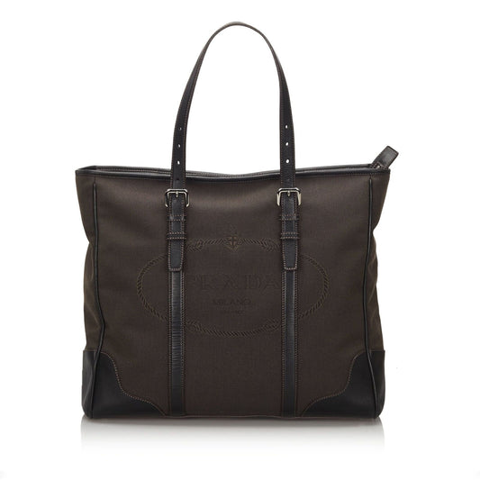 Prada Dark Fabric Canapa Tote Bag Italy Canvas Brown Tote Bag Italy