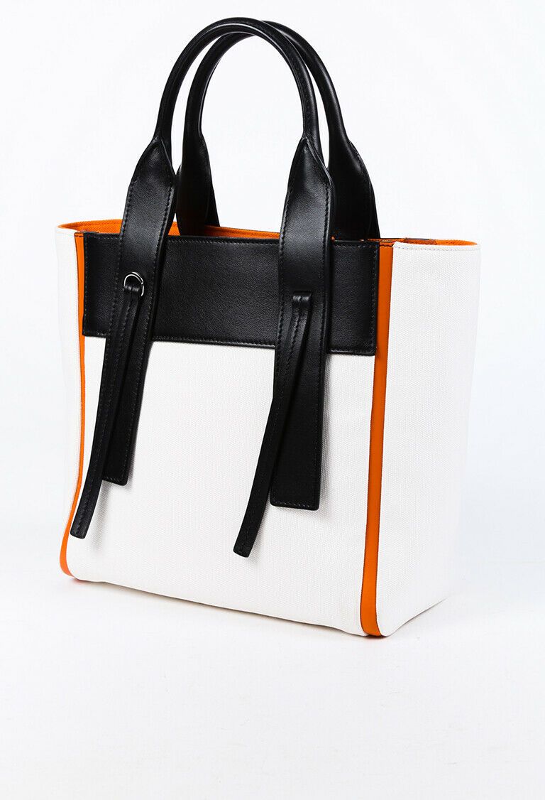 Prada Bag Ouverture Tote Leather Canvas White Tote Bag
