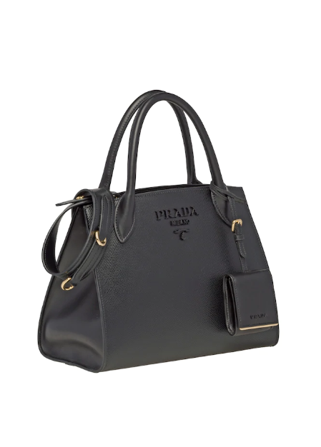 Prada Monochrome Bag Magnolia Leather Saffiano Travel Bag