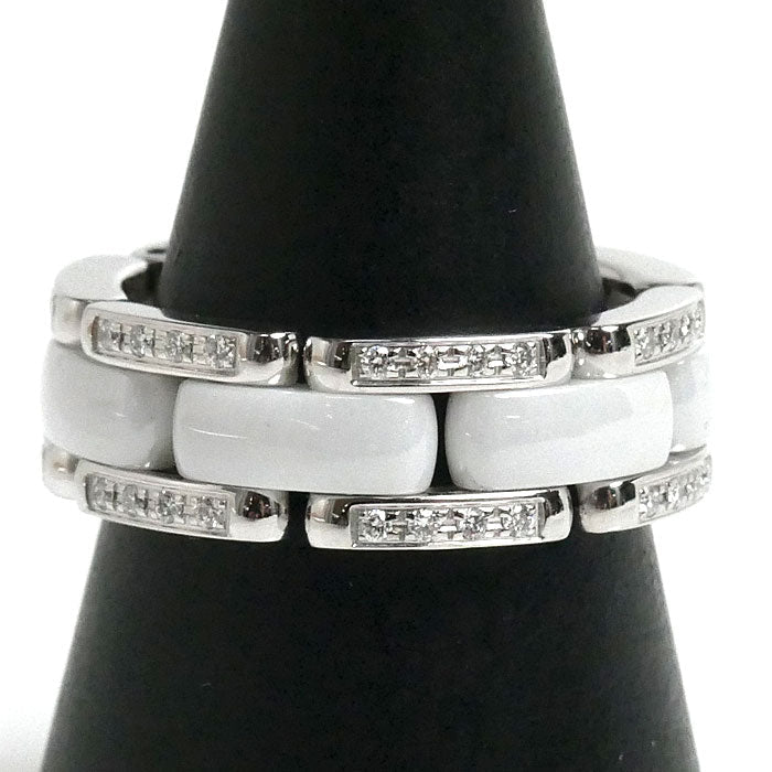 Chanel Ultra Collection White Gold White Ceramic Ring Size 14.5