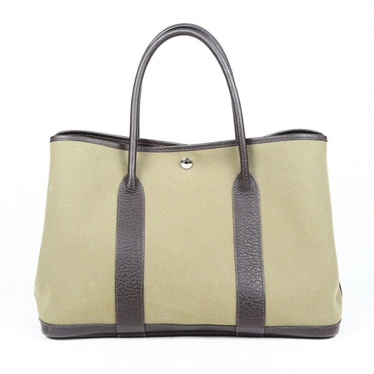 Hermes Luxury Bag Toile Garden Party Mm Vert Tote Bag
