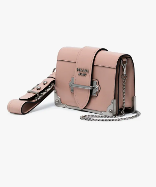 Prada Cahier Calf Bag Leather Calf Leather Pink Travel Bag