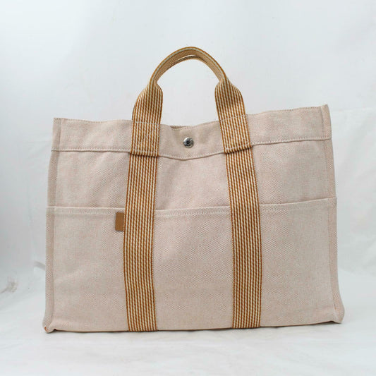 Hermes Luxury Tote Bag New Fourre Tout Tote Canvas Beige