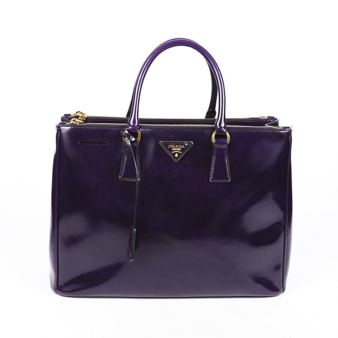 Prada Bag Spazzolato Galleria Tote Leather Patent Purple Tote Bag