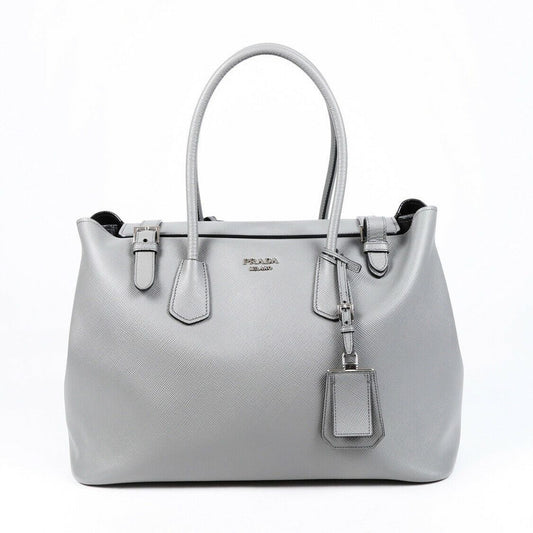 Prada Bag Tote Leather Saffiano Gray Tote Bag