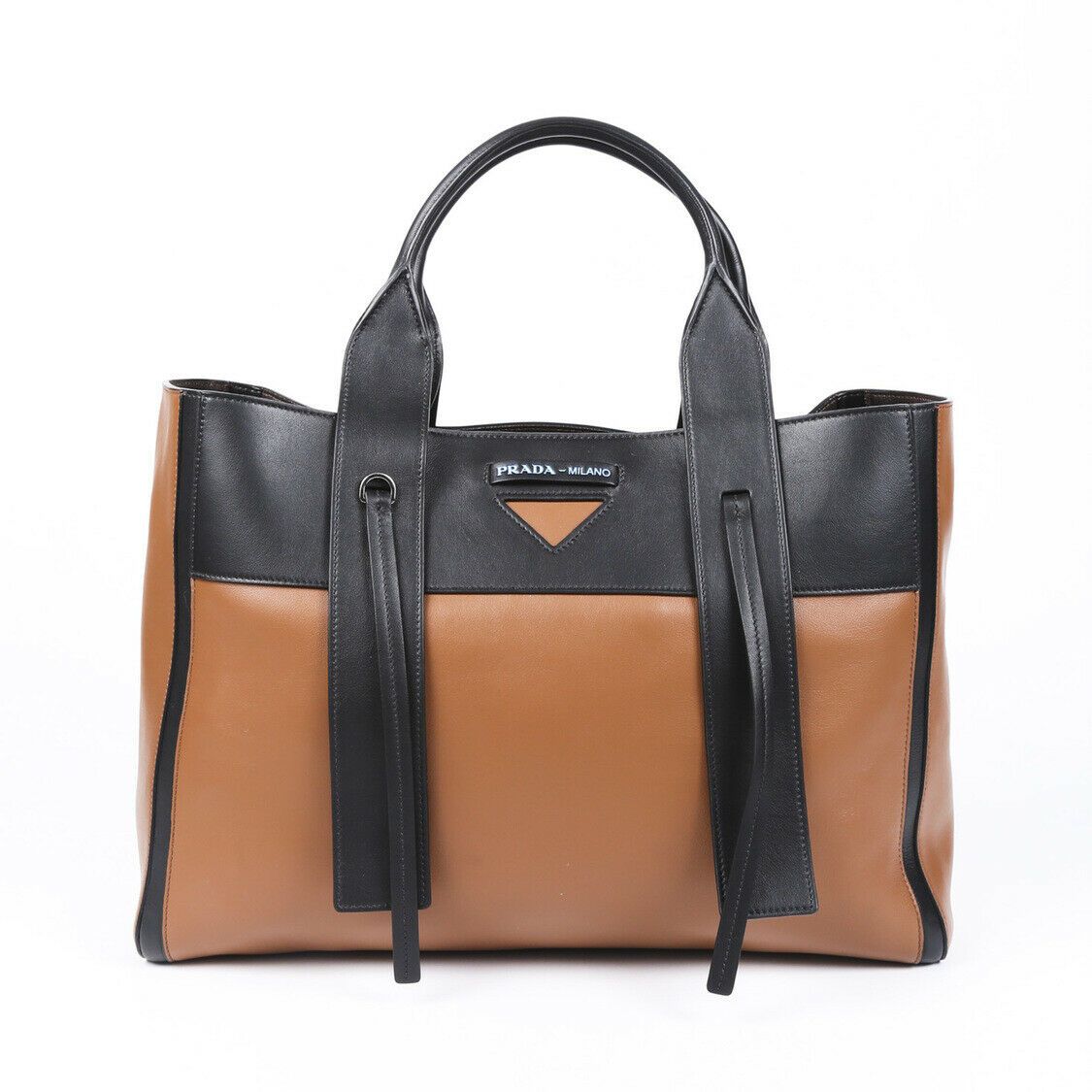 Prada Ouverture Tote Bag Leather Brown Large