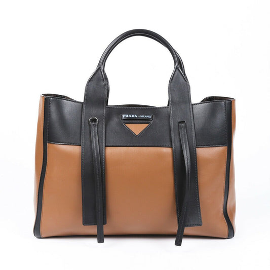 Prada Ouverture Tote Bag Leather Brown Large