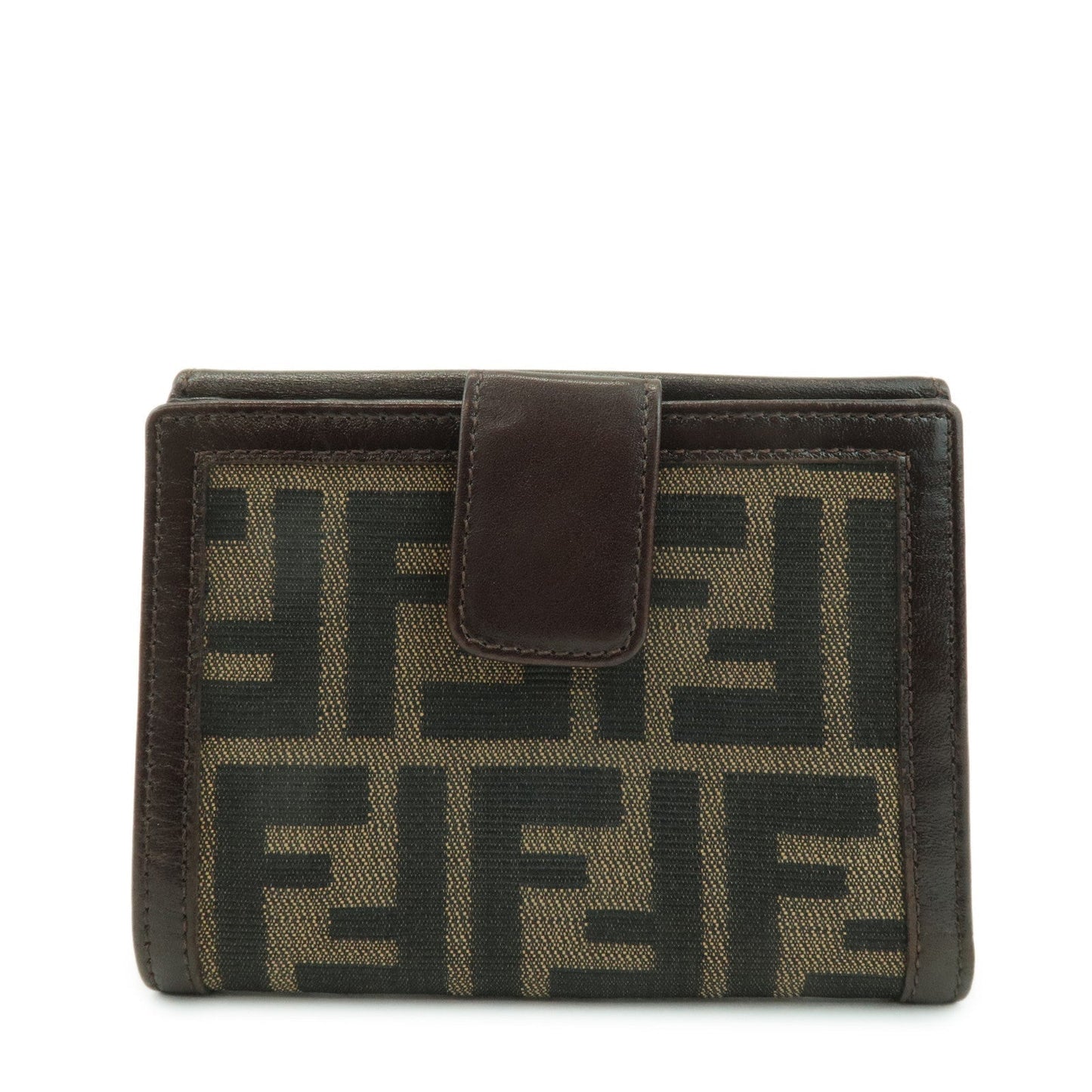 Zucca Double Hook Bi-fold Wallet d Leather Canvas Brown Handbag