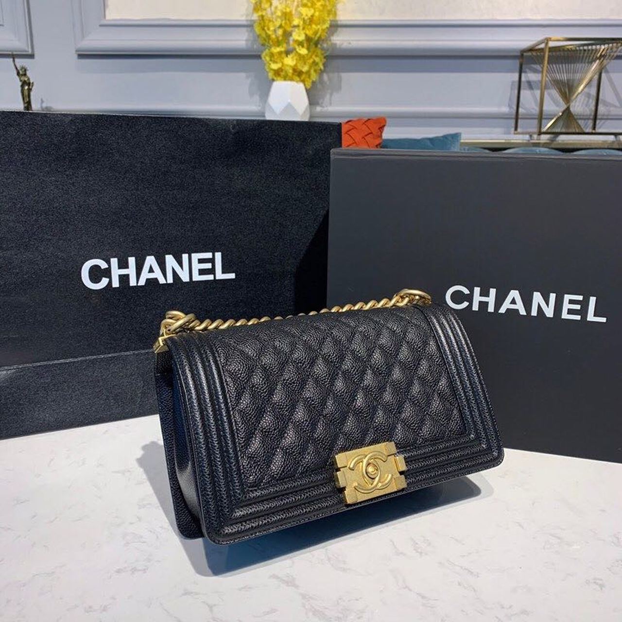 CHL Boy Toned Hardware , Black Gold Crossbody Bag