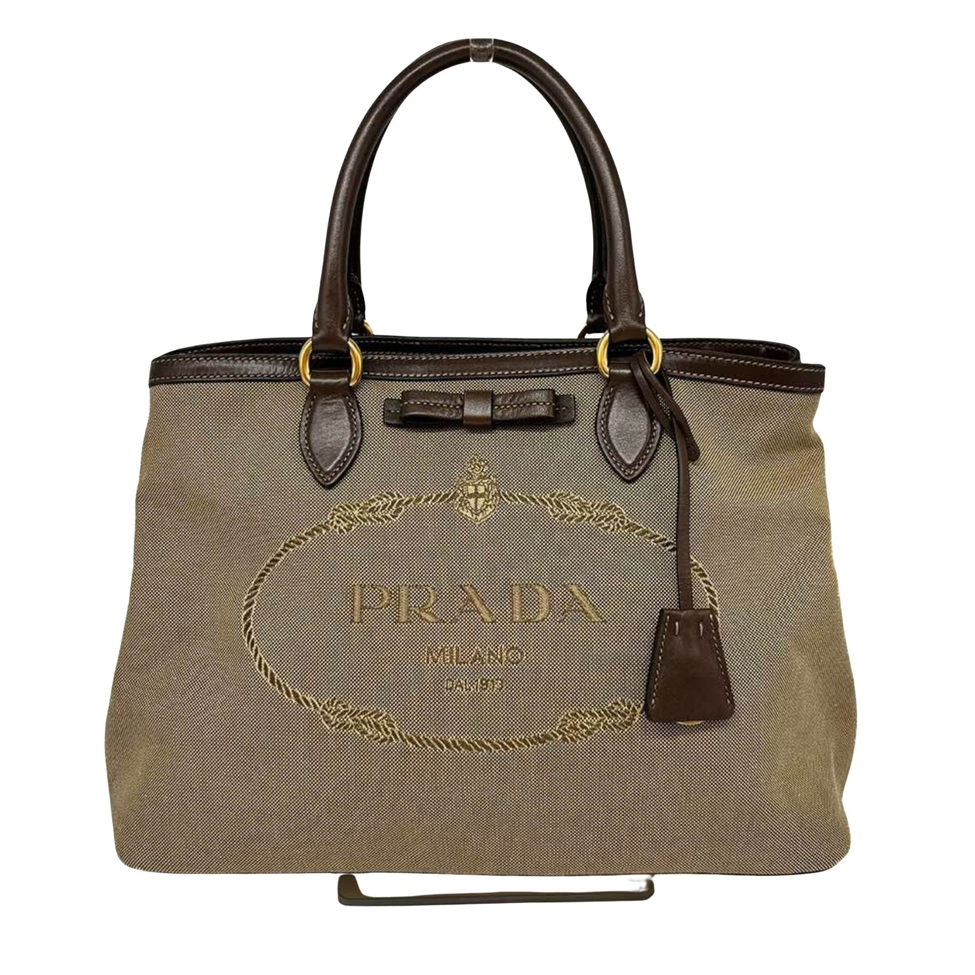 Prada Jacquard Tote Logo Tote Bag Jacquard Tote 4