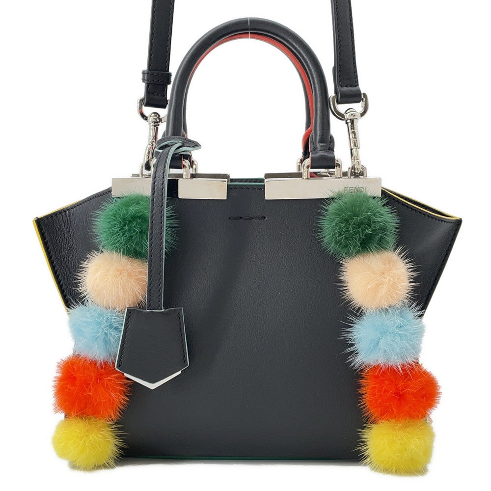 Fendi Petit Trois Jules Black8BH333 Leather Handbag