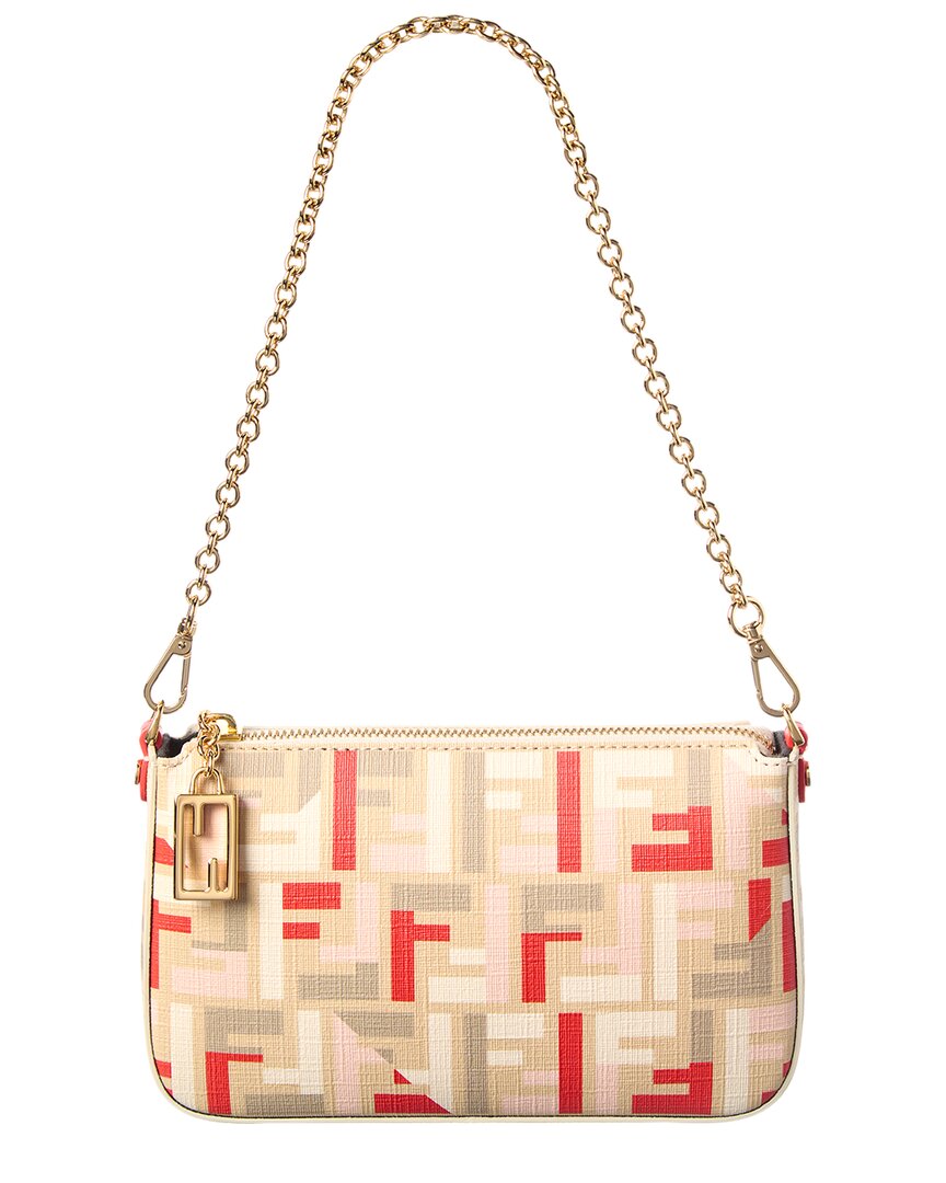 Fendi Handbag Baguette Ff Jacquard Pouch 2 Beige Shoulder Bag