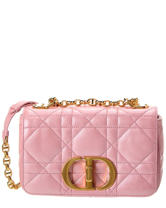Dior Handbag Caro Shoulder Bag Leather Pink Small
