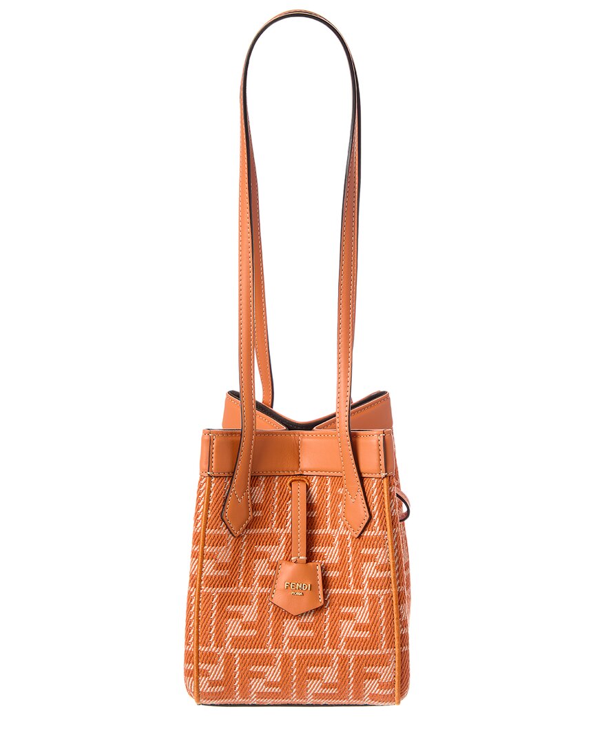 Fendi Handbag Origami Ff Jacquard & Shoulder Bag Leather Orange Mini