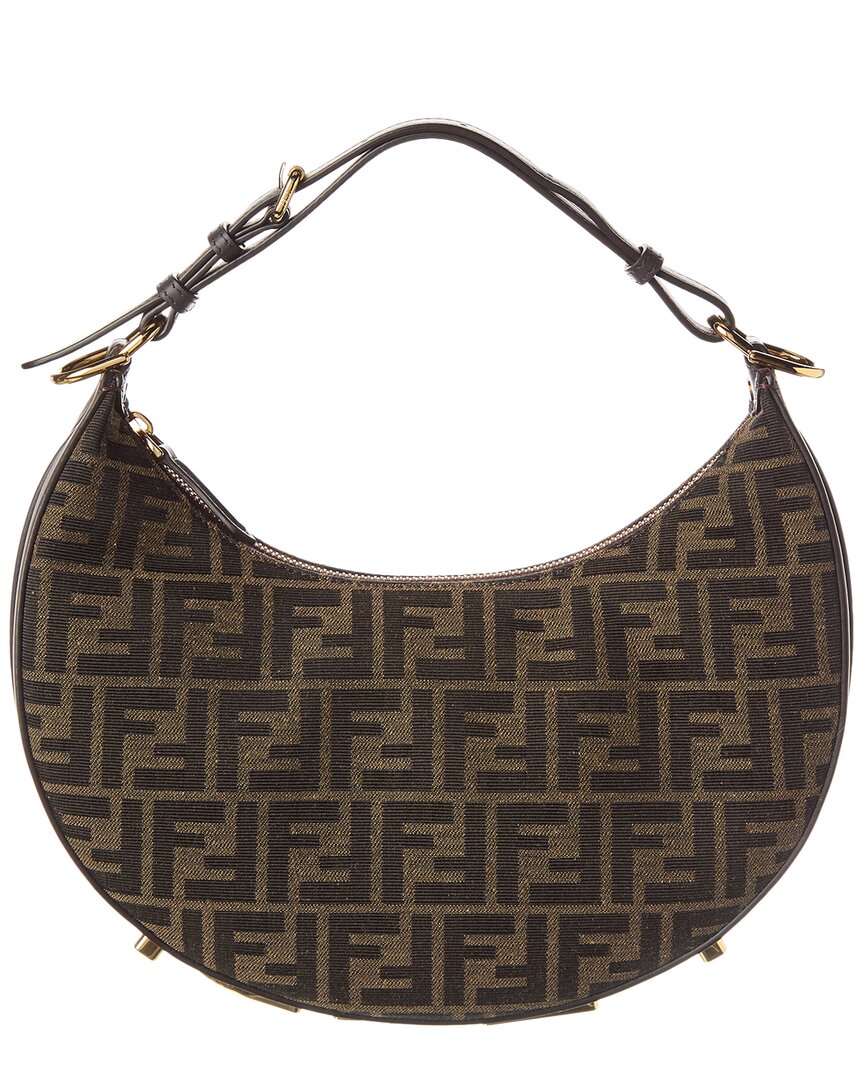 Fendi Handbag graphy Ff Jacquard & Hobo Bag Leather Brown Small