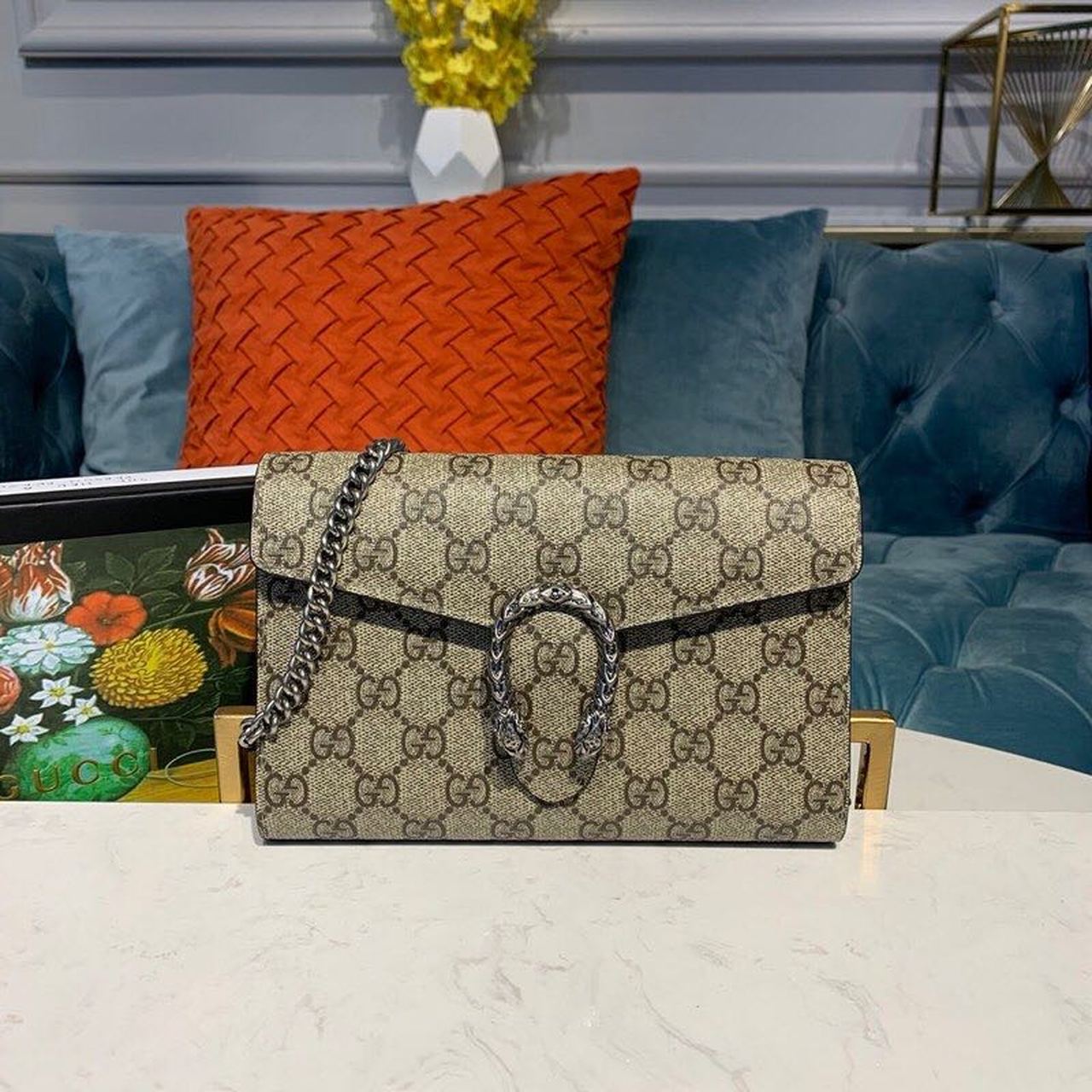 gg Dionysus Ebony gg Supreme Canvas Beige Mini Chain Mini Bag