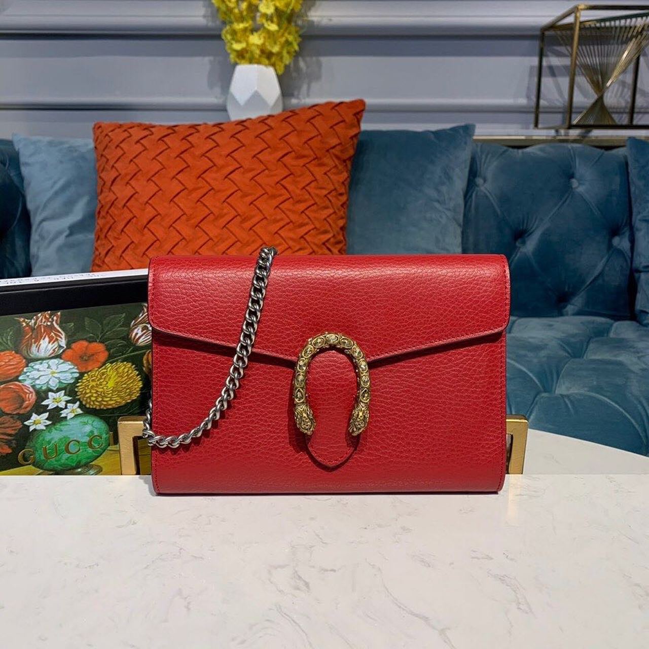 gg Dionysus Hibiscus Metal-Free Tanned Red Mini Chain Mini Bag